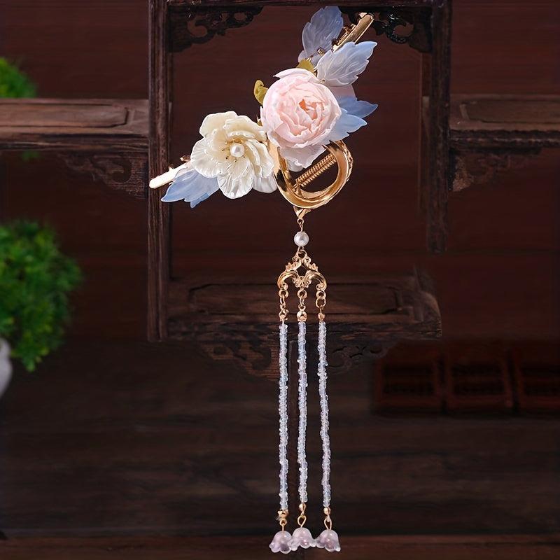 Large Hair Claw Flower Shark Claw With Pendant Ponytail Holder
