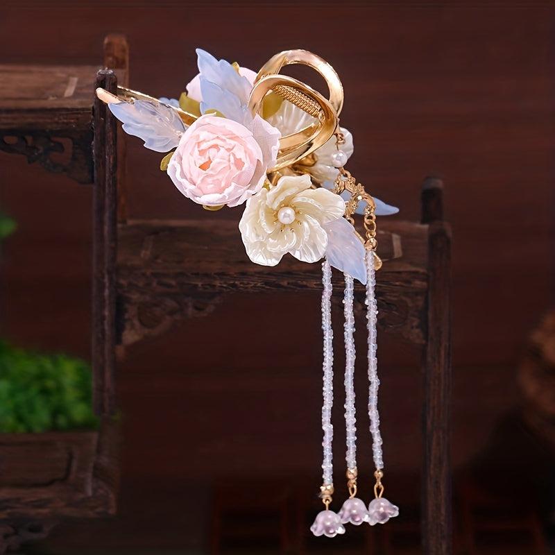 Large Hair Claw Flower Shark Claw With Pendant Ponytail Holder