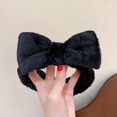 Soft Headband Elastic Bowknot Coral Fleece Head Wrap for Skincare Makeup