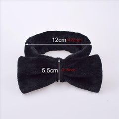 Soft Headband Elastic Bowknot Coral Fleece Head Wrap for Skincare Makeup