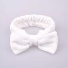 Soft Headband Elastic Bowknot Coral Fleece Head Wrap for Skincare Makeup