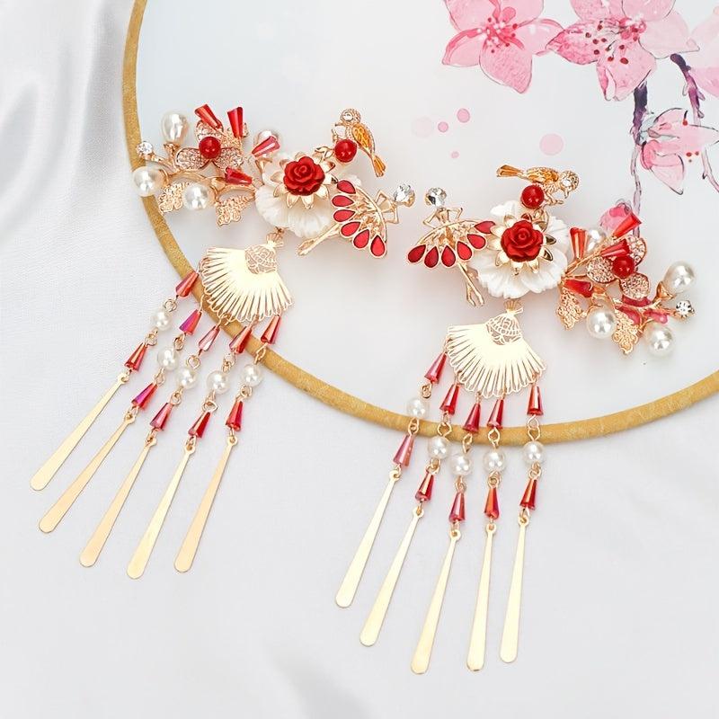 Chinese Flower Hair Clip Pendant Head Jewelry Hair Accessories