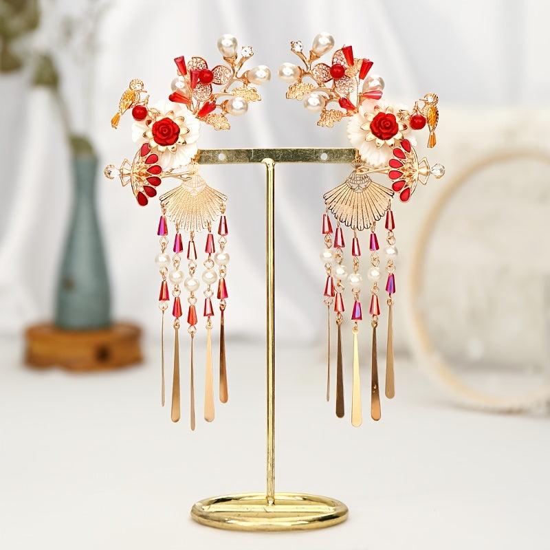 Chinese Flower Hair Clip Pendant Head Jewelry Hair Accessories