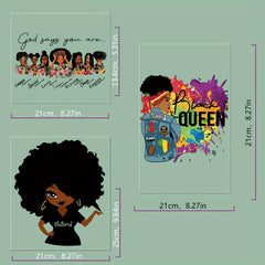 3PCS Dark Women Pattern Heat Transfer Sticker T shirt Iron on Stickers
