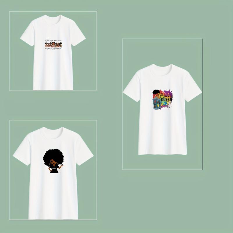 3PCS Dark Women Pattern Heat Transfer Sticker T shirt Iron on Stickers