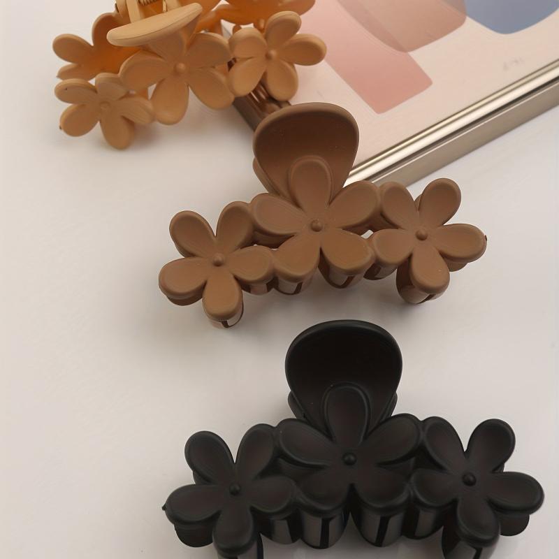 Flower Frosted Hair Claw Shark Hair Claw Back Head Clip Style Hair Accessories