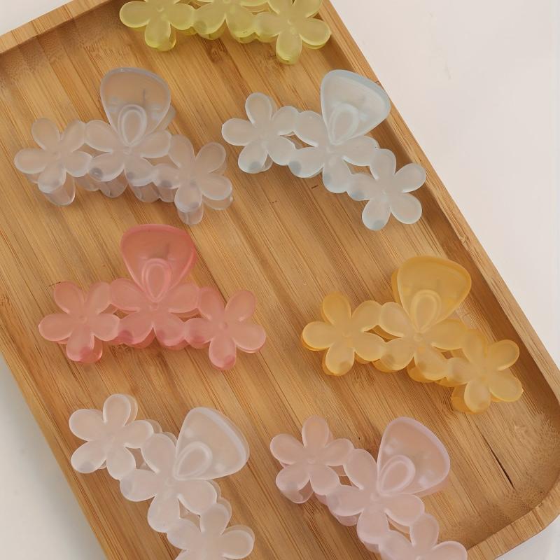 Flower Frosted Hair Claw Shark Hair Claw Back Head Clip Style Hair Accessories