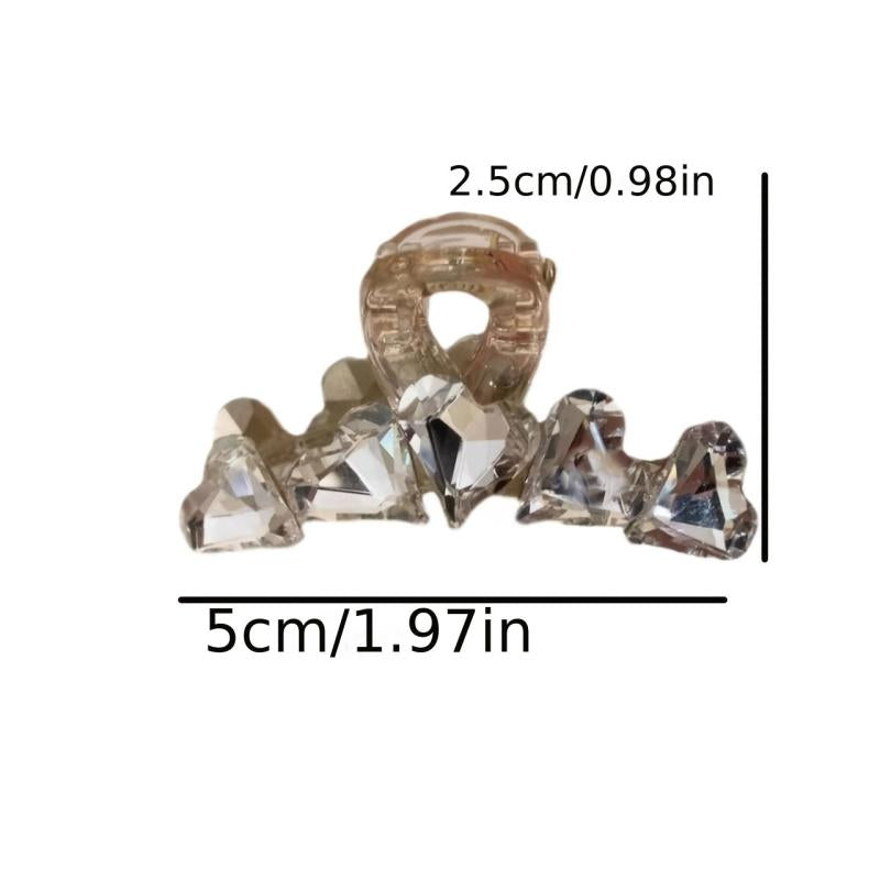 Crystal Heart Decor Hair Claw Rhinestone Ponytail Holder for Women Girls