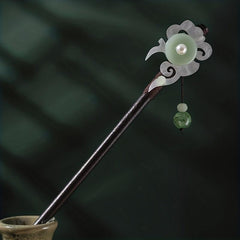 Vintage Faux Jade Hairpin Wooden Hair Stick Hair Accessory