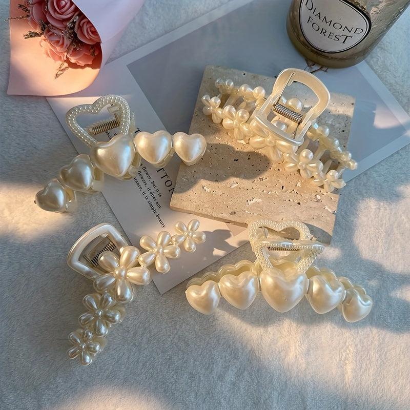 Faux Pearl Hair Claw Large Acrylic Claw Hair Clip
