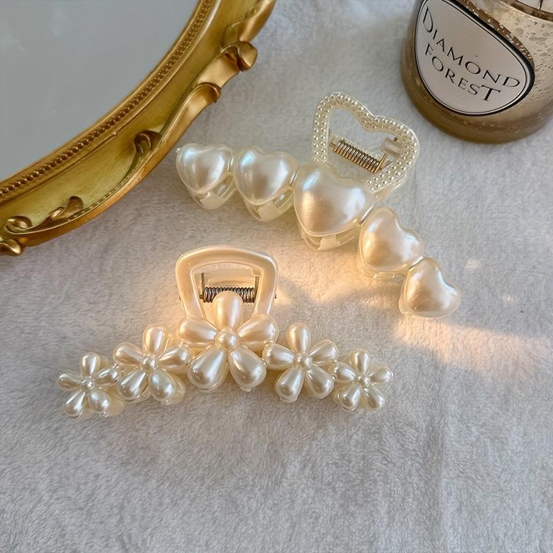 Faux Pearl Hair Claw Large Acrylic Claw Hair Clip