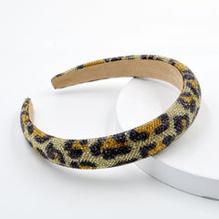 Retro Sky Star Rhinestone Wide Head Band Leopard Print Hair Clip