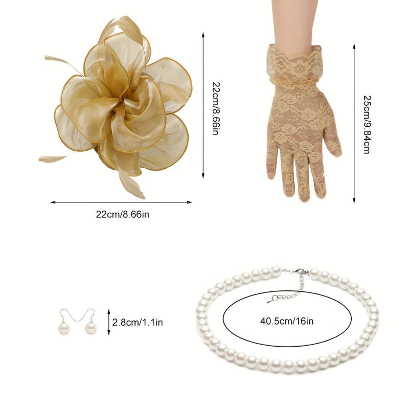 Fascinator Hats Women Tea Party Hats Gloves Set