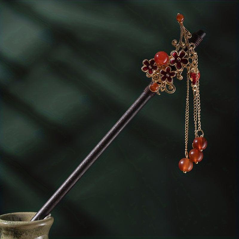 Chinese Style Wooden Hair Stick Retro Ponytail Holder Hair Accessories For Women