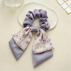 Floral Bow Hair Tie Scrunchie Ponytail Band Hair Accessories