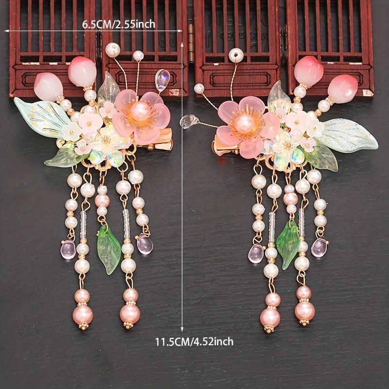 Flower Hair Clip With Pendant Costume Accessori