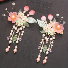 Flower Hair Clip With Pendant Costume Accessori
