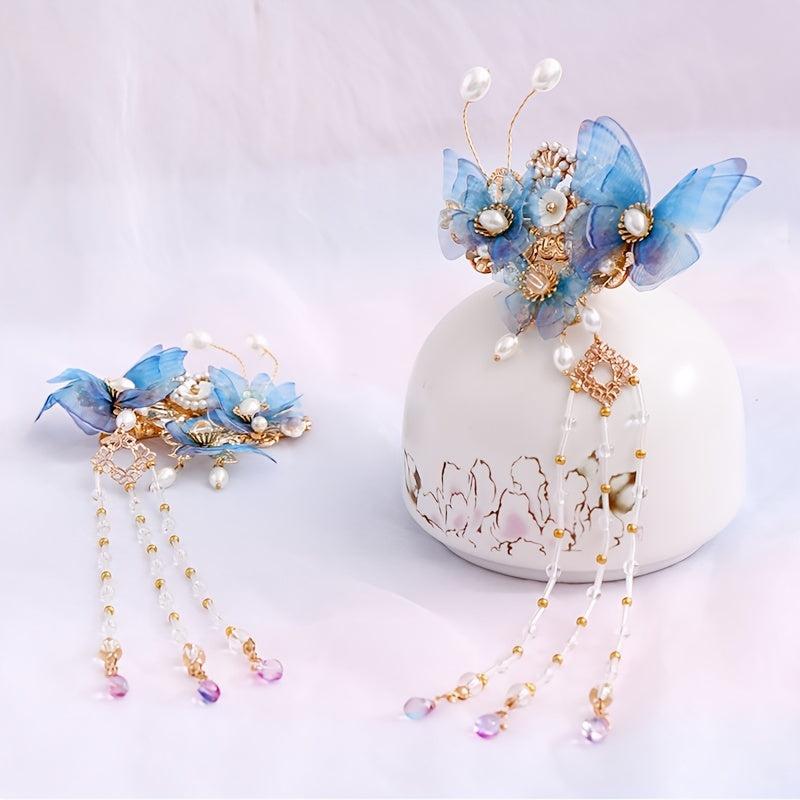 Hanfu Hairclip Faux Pearl Flower Barrette Vintage Chinese Style Hair Accessory