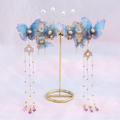 Hanfu Hairclip Faux Pearl Flower Barrette Vintage Chinese Style Hair Accessory