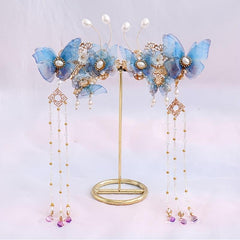 Hanfu Hairclip Faux Pearl Flower Barrette Vintage Chinese Style Hair Accessory