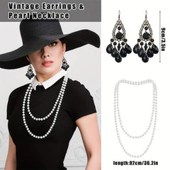 Flapper Accessories Set Feather Headband Gloves Necklace Earrings Fan
