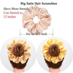 Oversize Stain Hair Scrunchie for Women Girls Sleep Soft Silk Scrunchies