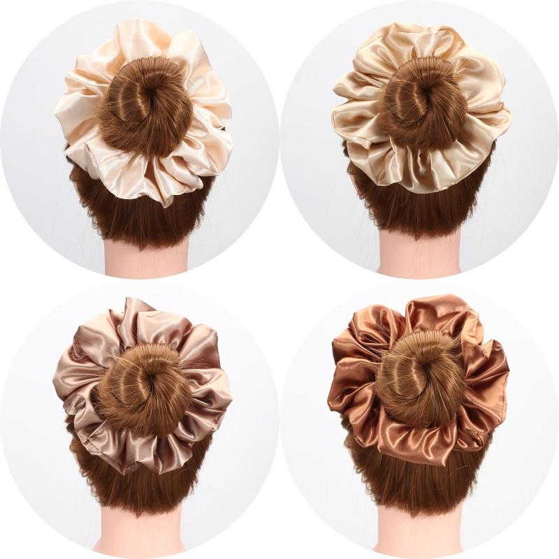 Oversize Stain Hair Scrunchie for Women Girls Sleep Soft Silk Scrunchies