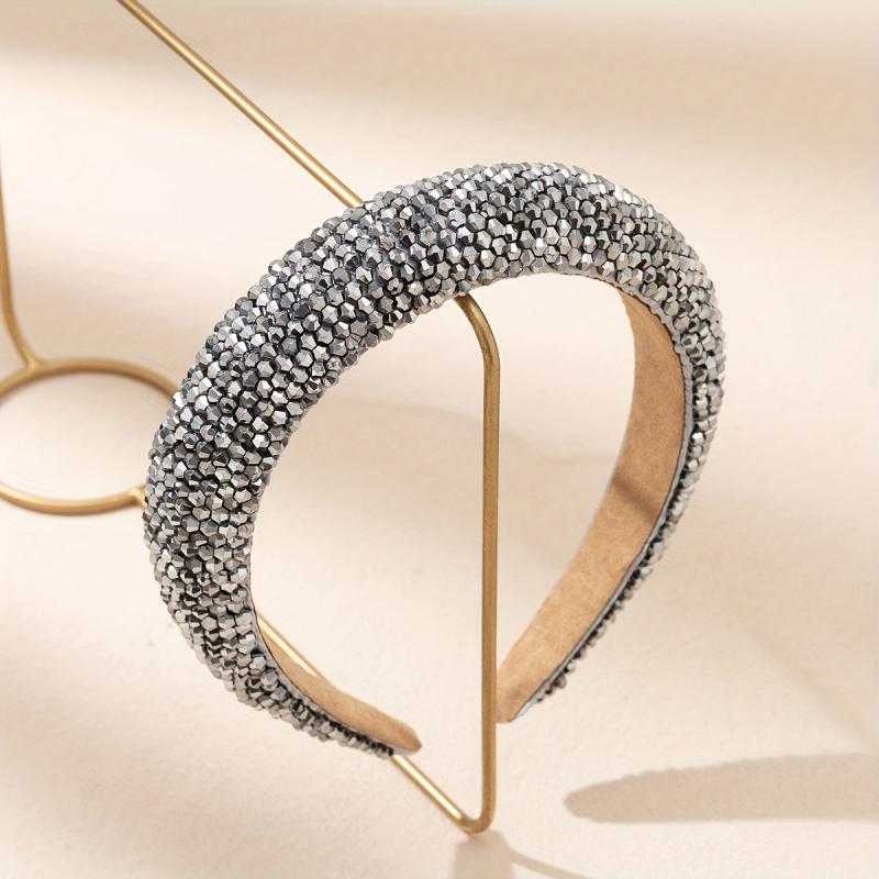 Baroque Rhinestone Wide Headband Padded Headdress Glitter Hair Band