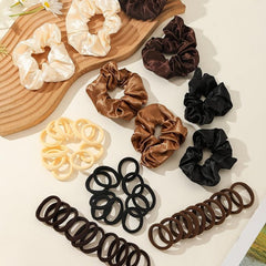 48 Pack Solid Color Scrunchies Hair Tie Set for Women and Girls