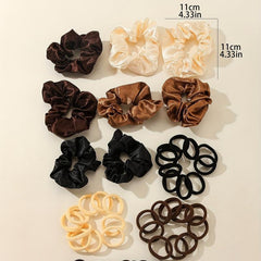 48 Pack Solid Color Scrunchies Hair Tie Set for Women and Girls