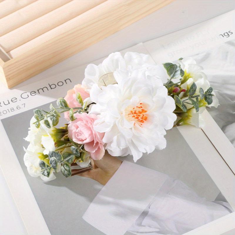 Flower Hair Claw Clip Leaf Decor Bridal Ponytail Holder