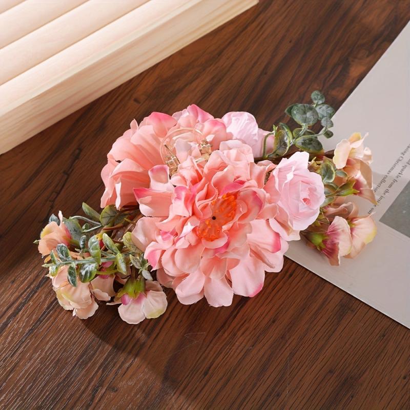 Flower Hair Claw Clip Leaf Decor Bridal Ponytail Holder