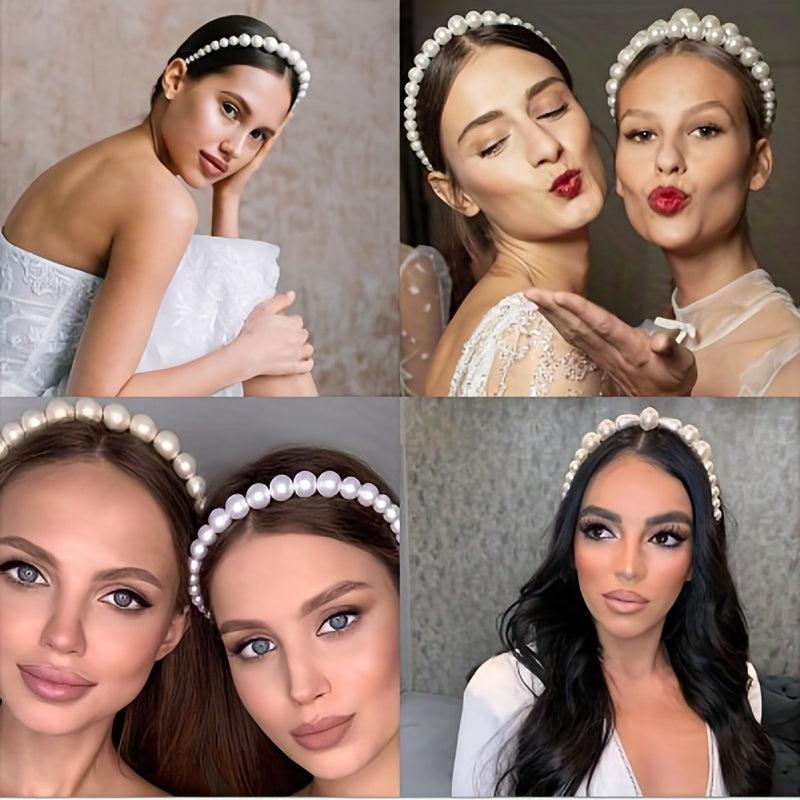 Faux Pearl Decor Headband Bridal Headdress