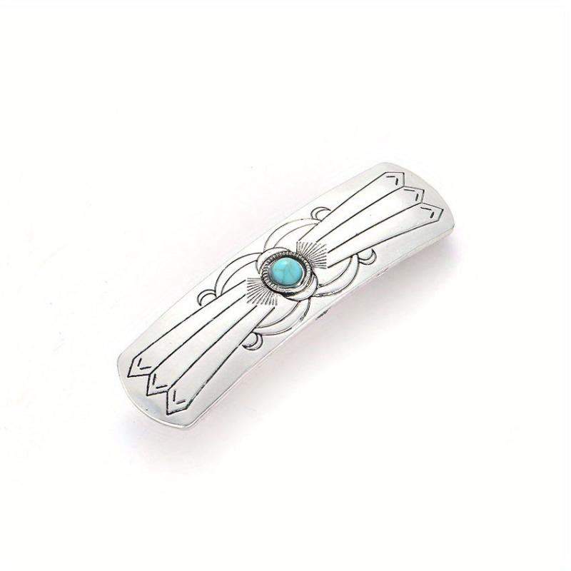 Turquoise Hair Clip Silvery Barrette Western Style Hair Accessories