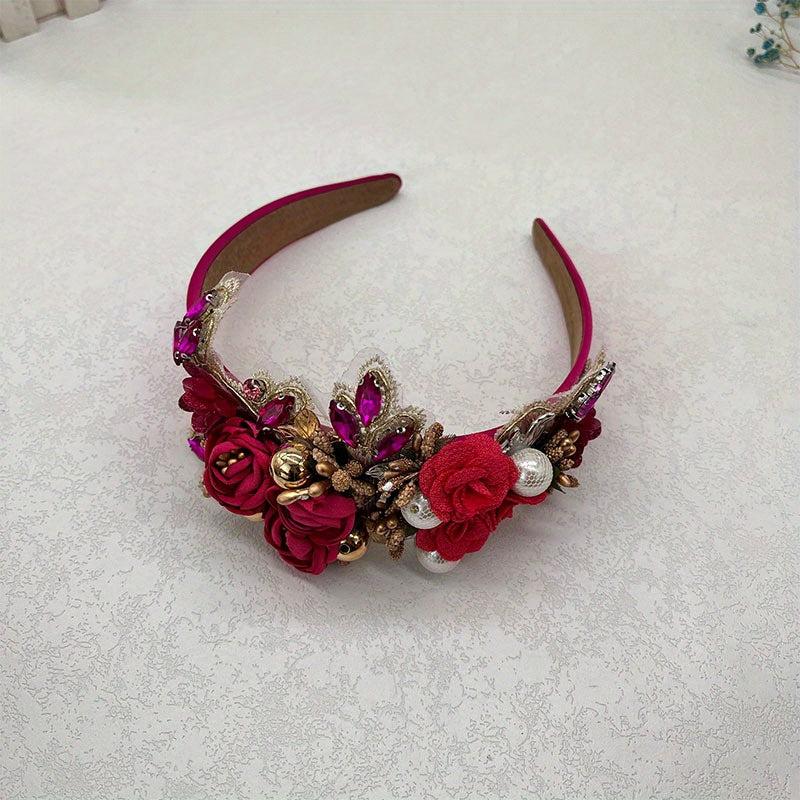 Flower Rhinestone Headband Faux Pearl Head Jewelry Hair Accessories