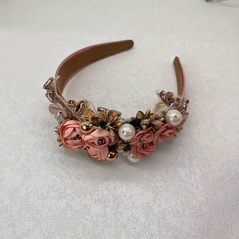 Flower Rhinestone Headband Faux Pearl Head Jewelry Hair Accessories