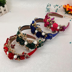 Flower Rhinestone Headband Faux Pearl Head Jewelry Hair Accessories
