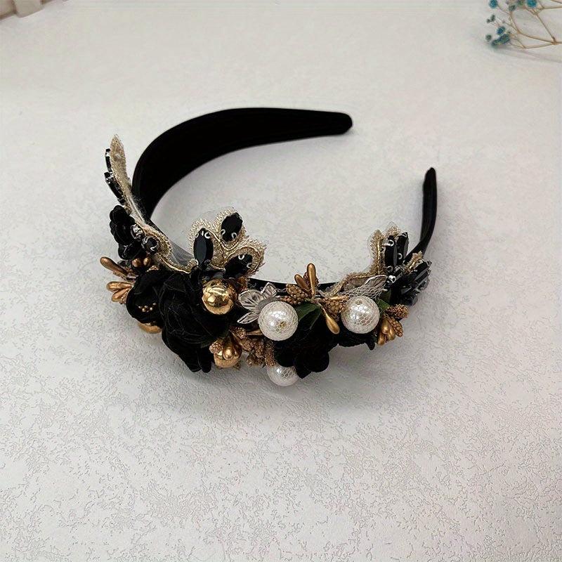Flower Rhinestone Headband Faux Pearl Head Jewelry Hair Accessories