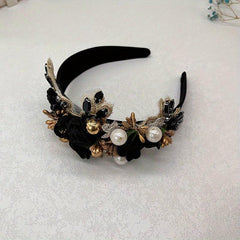Flower Rhinestone Headband Faux Pearl Head Jewelry Hair Accessories