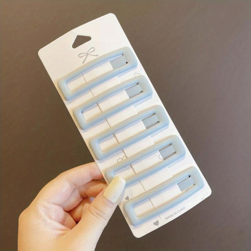 5pcs Hollow Snap Clip Solid Hair Clip for Women Girls