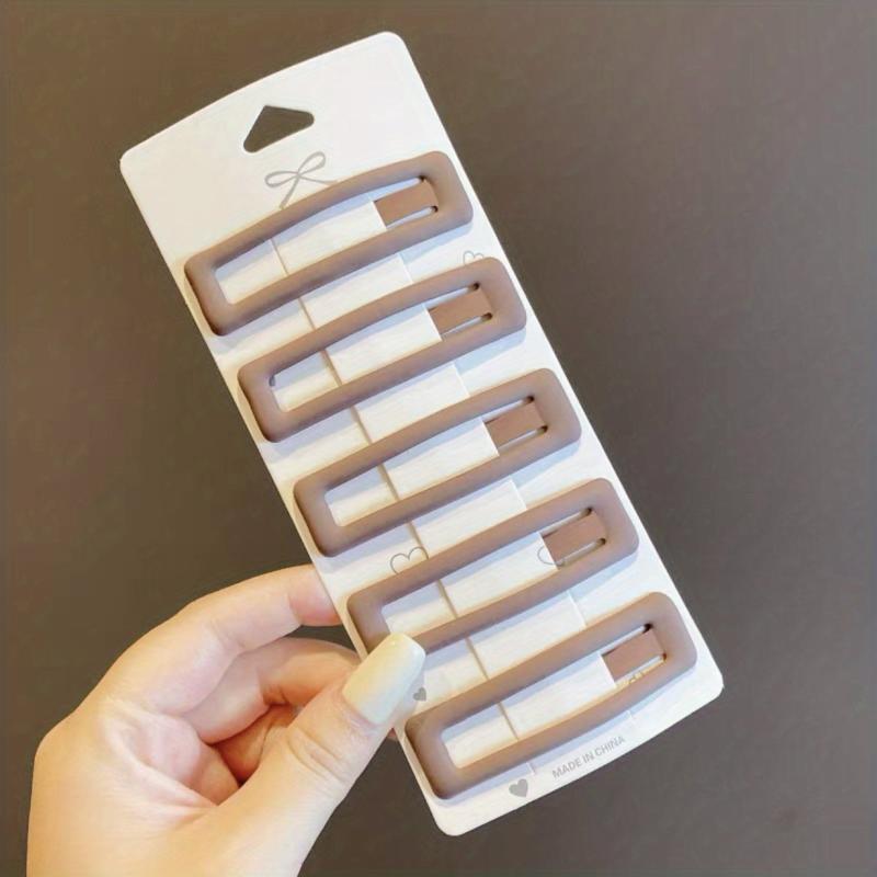 5pcs Hollow Snap Clip Solid Hair Clip for Women Girls