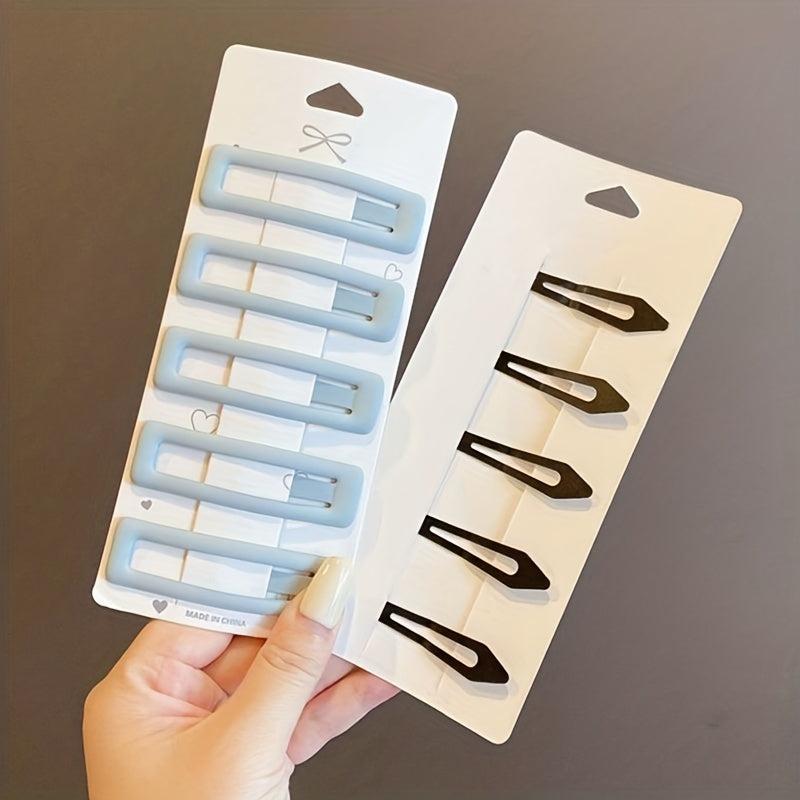 5pcs Hollow Snap Clip Solid Hair Clip for Women Girls