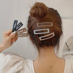 5pcs Hollow Snap Clip Solid Hair Clip for Women Girls