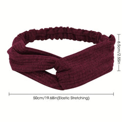 Solid Fabric Elastic Headband Button Hair Band Turban for Yoga Sports