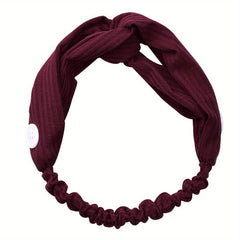 Solid Fabric Elastic Headband Button Hair Band Turban for Yoga Sports