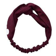 Solid Fabric Elastic Headband Button Hair Band Turban for Yoga Sports