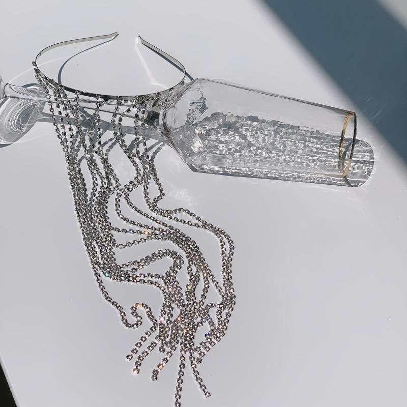 Rhinestone Tassel Headband Glitter Hair Accessory