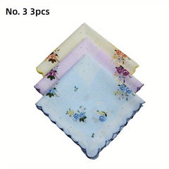 Crescent Edge Square Scarf Flower Print Lightweight Handkerchief