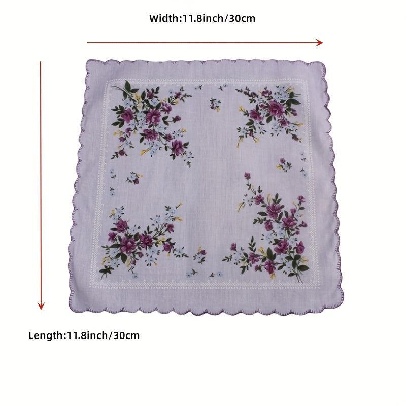 Crescent Edge Square Scarf Flower Print Lightweight Handkerchief