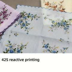 Crescent Edge Square Scarf Flower Print Lightweight Handkerchief